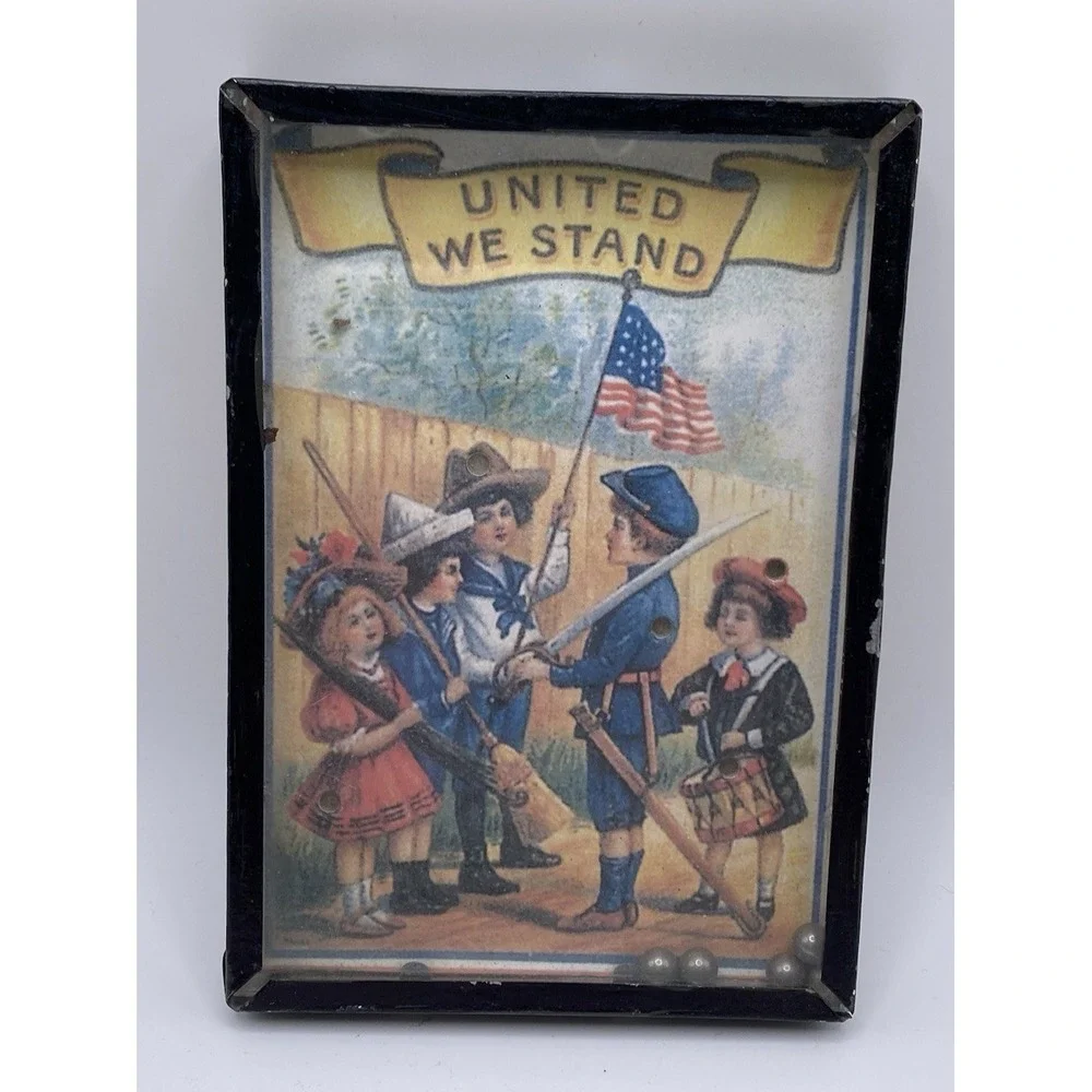 Vintage Americana United We Stand Metal Ball Dexterity Toy Game